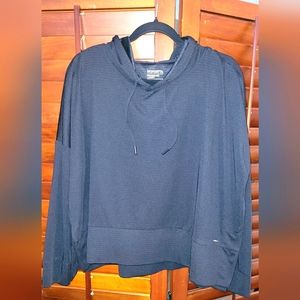 Modetta Performance + Luxury Black Oversized Drawstring Hoodie Top